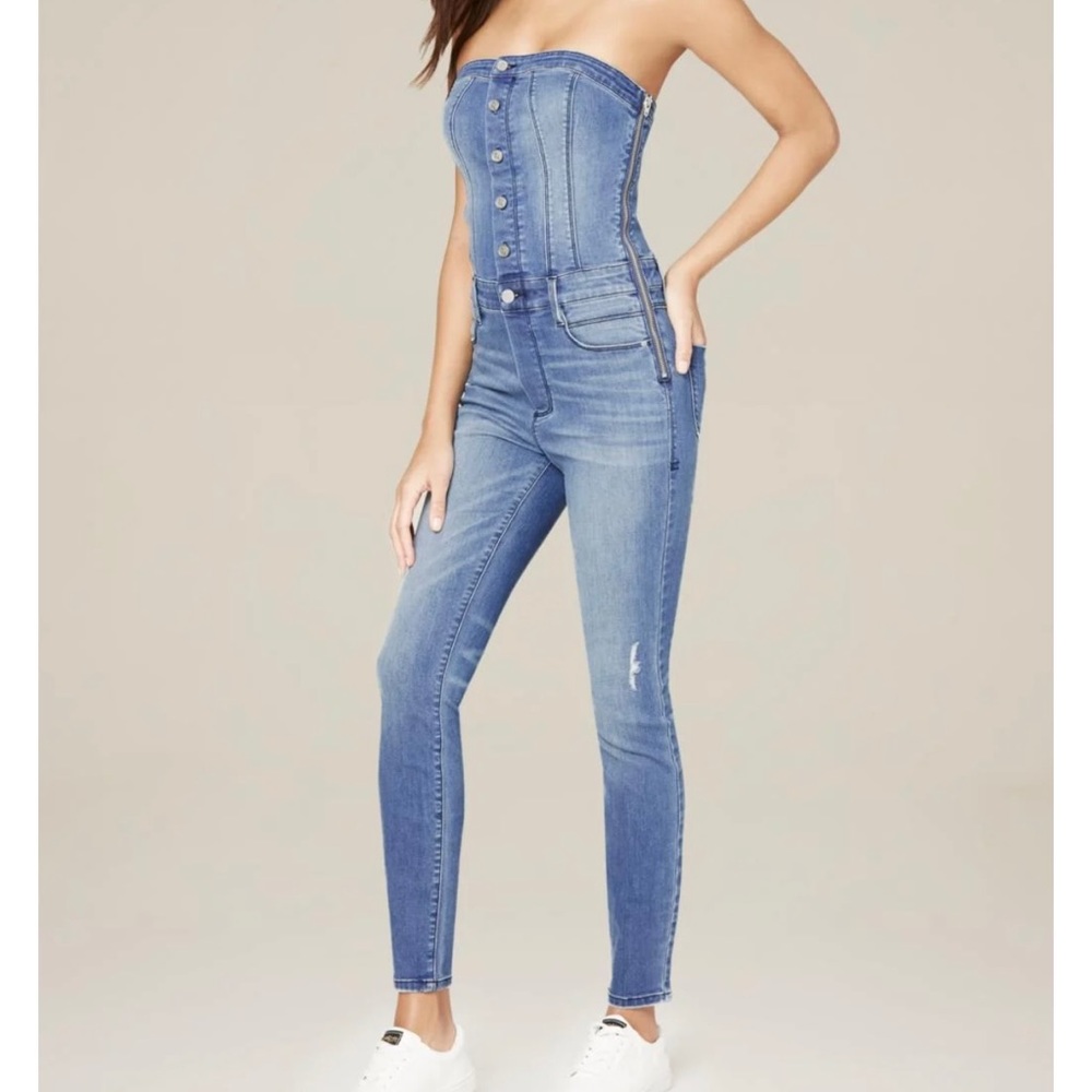 BEBE jean jumpsuit